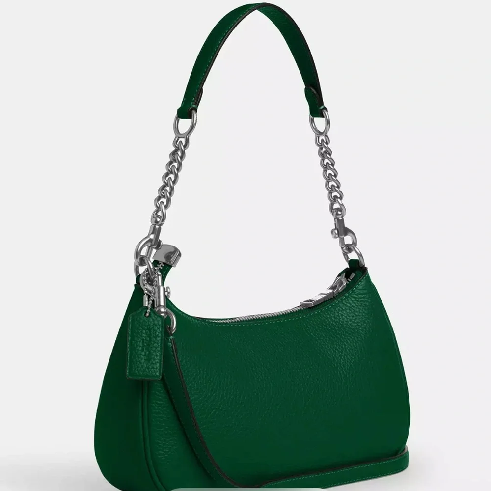 💚Coach NEW Teri Beautiful Emerald Green Leather Shoulder Bag with crossbody💚 - Picture 2 of 10